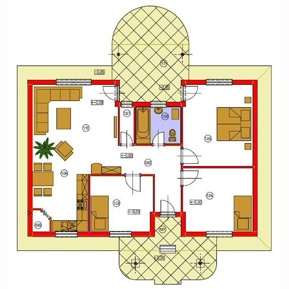 Nizkoenergeticky dom Eco 102 podorys Ecostav Montovaný dom ECO   102