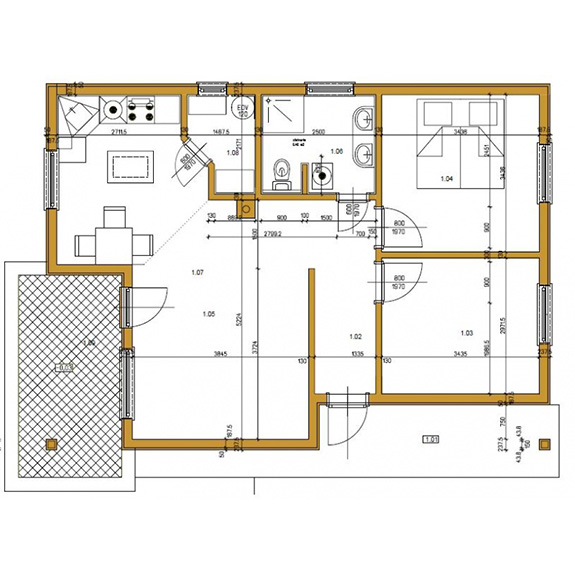 Nizkoenergeticky dom Eco 109 podorys Ecostav Montovaný dom ECO   109