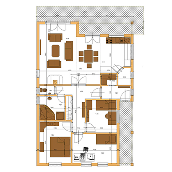 Nizkoenergeticky dom Eco 117 podorys Ecostav Montovaný dom ECO   117